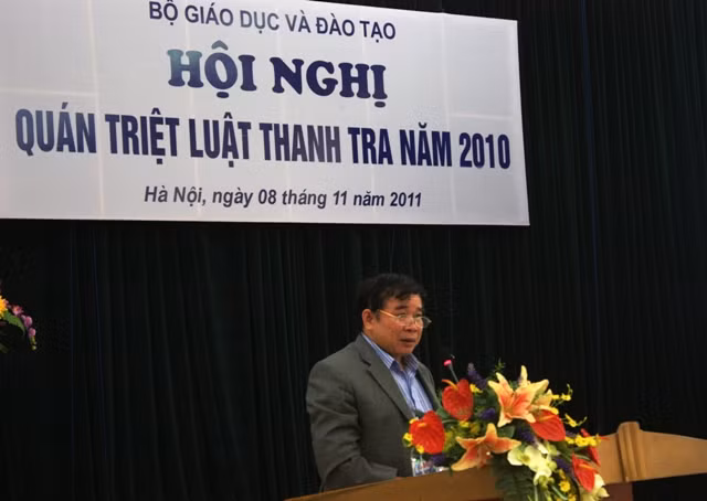 Thứ trưởng Bộ GD&ĐT Bùi Văn Ga phát biểu tại hội nghị. Ảnh: gdtd.vn