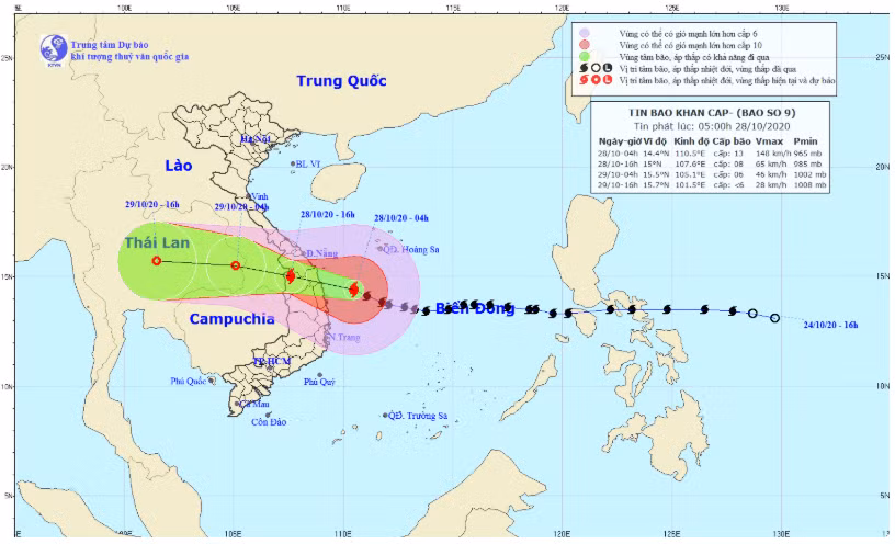 Bão số 9 - Molave sẽ đổ bộ vào nước ta trong ngày 28/10