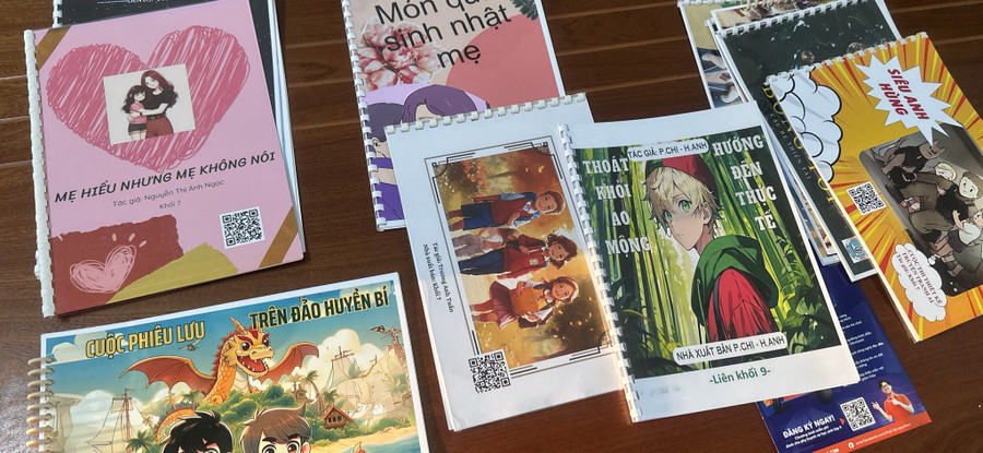 Những tác phẩm truyện tranh bằng công nghệ AI của học sinh.