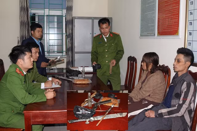 Hai đối tượng bị tạm giữ tại cơ quan chức năng. Ảnh: Công an Hà Nam.