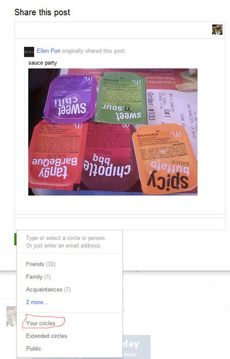 Tuỳ chọn Your circles giúp chia sẻ nhanh cho tất cả mọi người Tuỳ chọn Your circles giúp chia sẻ nhanh cho tất cả mọi người