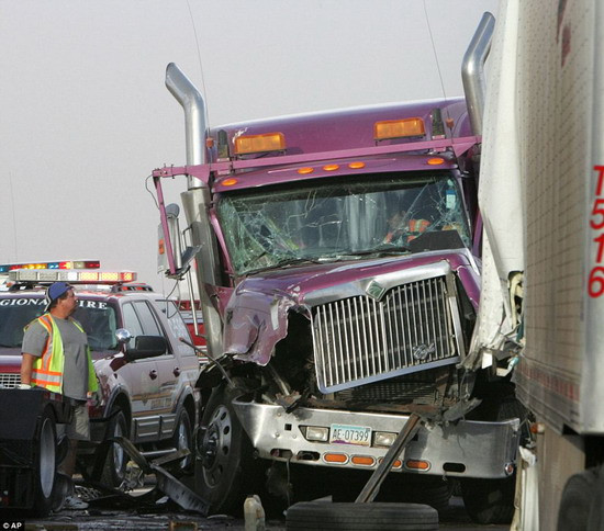 Low visibility during the storm caused eight trucks to collide on Interstate 8, with three drivers injured Read more: http://www.dailymail.co.uk/news/article-2016375/Arizona-dust-storm-3-000ft-high-cloud-turns-sky-brown.html#ixzz1Sc0SIzgN
