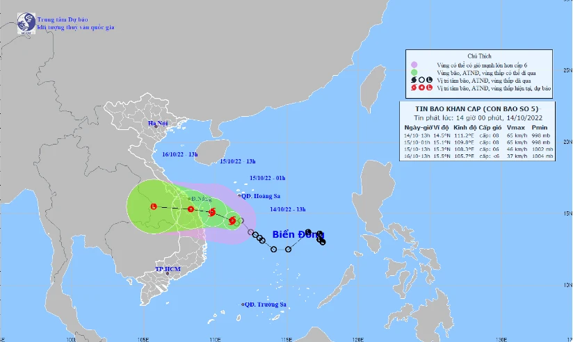 Hình ảnh về cơn bão số 5.