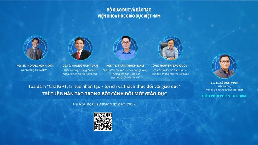 Các diễn giả tham gia Tọa đàm (phiên 2) với chủ đề: Trí tuệ nhân tạo trong bối cảnh đổi mới giáo dục. Các diễn giả tham gia Tọa đàm (phiên 2) với chủ đề: Trí tuệ nhân tạo trong bối cảnh đổi mới giáo dục.