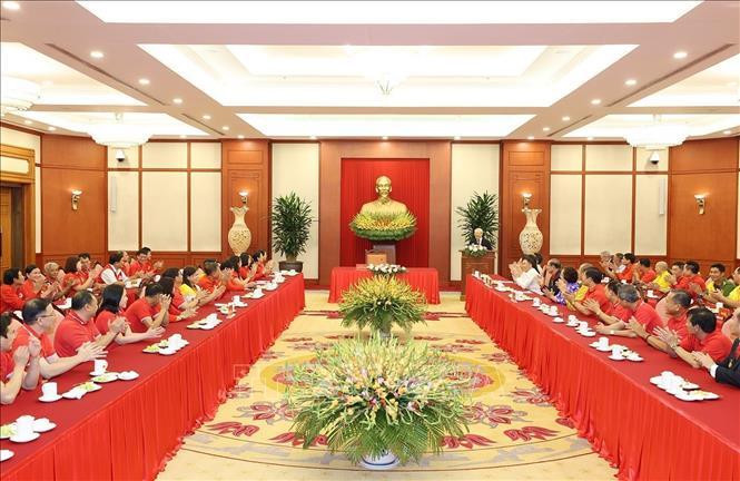 Tổng Bí thư Nguyễn Phú Trọng phát biểu tại buổi gặp mặt.