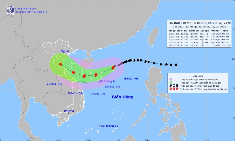 Hình ảnh về cơn bão số 6.