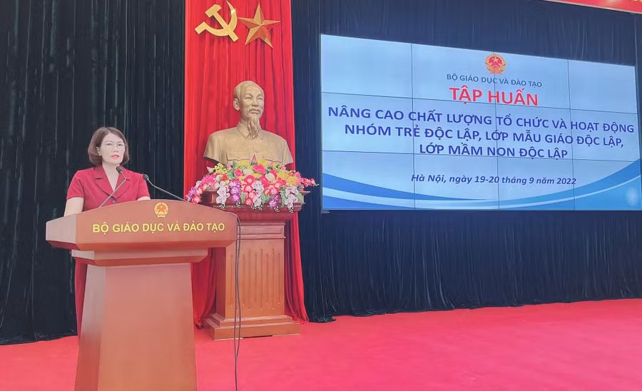 Phó Vụ trưởng Vụ GDMN phát biểu chỉ đạo tại Hội nghị tập huấn