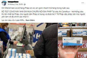 Kit test xét nghiệm Covid-19 bán tràn lan trên mạng xã hội.