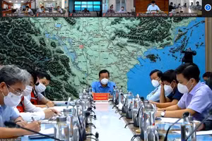 Quang cảnh buổi họp khẩn. Nguồn: Tổng cục phòng chống thiên tai.
