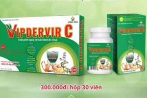 Thực phẩm chức năng VIPDERVIR-C được cho là có nhãn mác khá giống với thuốc VIPDERVIR. Ảnh: MXH.