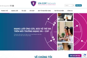 Ảnh chụp màn hình website mạng lưới, ứng cứu bảo vệ trẻ em trên môi trường mạng.