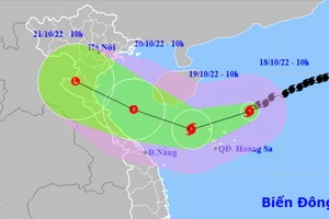 Vị trí và đường đi của bão số 6. Ảnh: Trung tâm Dự báo Khí tượng Thủy văn Quốc gia.