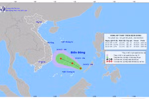 Tin về vùng áp thấp trên Biển Đông. Ảnh: KTTV.