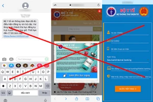 Trang giả mạo được Bộ Y tế cảnh báo.