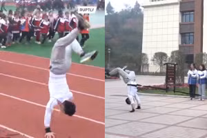 Thầy giáo 28 tuổi đi bằng tay nhanh hơn người chạy bộ 