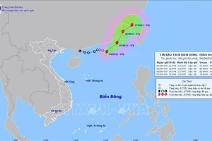 Bản đồ đường đi của Bão LUPIT. Ảnh: TTXVN.