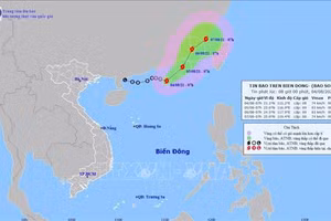 Bản đồ đường đi của Bão LUPIT. Ảnh: TTXVN.