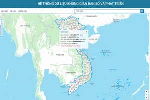 Trang thông tin điện tử hệ thống dữ liệu không gian dân số và phát triển. Ảnh chụp màn hình.