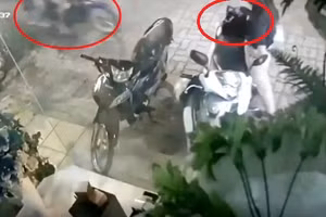 Video: Đứng trước nhà nghe điện thoại, cô gái bị cướp túi xách 