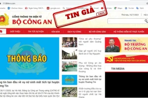 Một Website www.11384vn.com giả mạo Cổng thông tin Bộ Công an. Ảnh: tingia.gov.vn. 