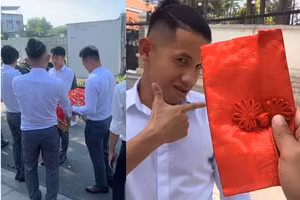Dàn bê tráp hé lộ phong bao lì xì lễ rước dâu đám cưới Công Phượng - Viên Minh