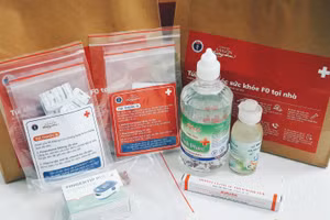 Túi thuốc dành cho F0 điều trị tại nhà, trong đó có gói thuốc A, B. Ảnh: HCDC.