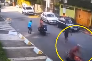 Video: Khoảnh khắc tên cướp thấy cảnh sát liền bỏ rơi đồng bọn, chạy thoát thân