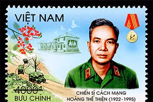 Hình ảnh tem bưu chính " Chiến sĩ cách mạng Hoàng Thế Thiện". Ảnh: Bộ TT&TT.