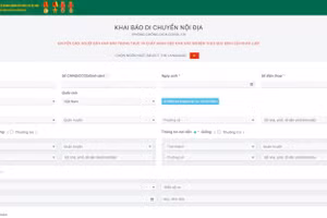 Giao diện phần mềm Hệ thống khai báo di chuyển nội địa và tờ khai y tế của Bộ Công an. Ảnh: Chụp màn hình.