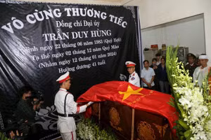 Tang lễ của Trung tá Trần Duy Hùng. (Ảnh: Công an Thừa Thiên Huế)