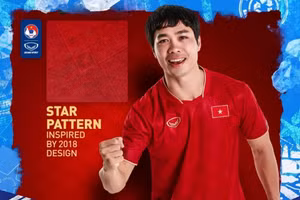 Công Phượng quảng cáo áo đấu cho tuyển Việt Nam.