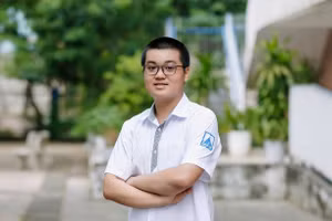 Nguyễn Hoàng Minh Quân, học sinh lớp 9 hệ THCS, Trường THPT Hà Nội - Amsterdam. 