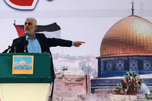 Lãnh đạo Hamas Yahya Sinwar phát biểu tại một sự kiện ở thành phố Gaza