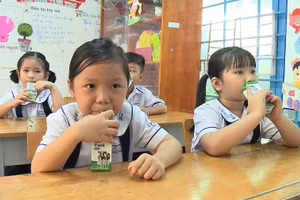 Học sinh tại TP.HCM tham gia chương trình sữa học đường. Ảnh minh họa 