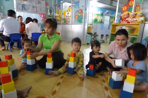 Trẻ mầm non ở nhóm trẻ tư thục tại TP.HCM trong giờ chơi. Ảnh minh hoạ T.Nguyễn 