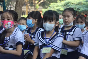 Học sinh tiểu học tại TP.HCM dự khải giảng năm học 2020-2021. Ảnh minh họa 
