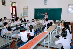 Giờ lên lớp của cô trò Trường THCS Hải Cường, huyện Hải Hậu, tỉnh Nam Định