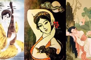 Những bức họa được lưu truyền về Bà chúa thơ Nôm.