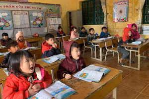 Học sinh Trường PTDTBT Tiểu học Thải Giàng Phố (Bắc Hà, Lào Cai). 