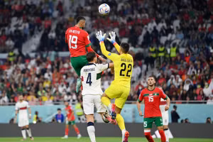 Youssef En-Nesyri (19) ghi bàn quyết định vào lưới Bồ Đào Nha đưa đội tuyển Morocco vào bán kết.