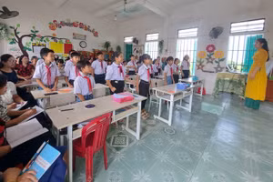 Tiết học Lịch sử - Địa lý có tích hợp nội dung giáo dục địa phương của giáo viên huyện Nghĩa Hưng (Nam Định). Ảnh: NVCC.