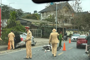 Hiện trường vụ tai nạn giao thông.