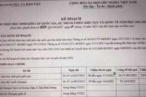 Thi chọn học sinh giỏi quốc gia năm học 2021-2022 vào tháng 3/2022