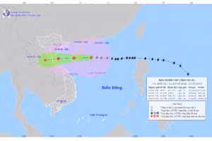 Hướng di chuyển của cơn bão số 8.