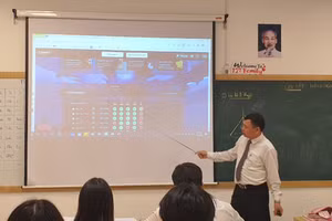 Giờ học của thầy trò Trường THPT Ban Mai, Hà Nội.