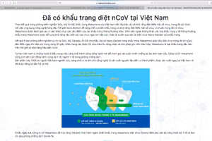 Khẩu trang Wakamono gian dối tính năng diệt virus Corona?
