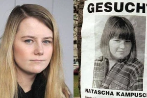 Natascha Kampusch lúc bị bắt cóc (phải) và trở về đời thường.