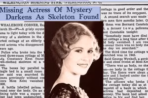 Ada Constance Kent và bài báo trên tờ Wilmington Morning Star ra ngày 24/3/1949 đăng về trường hợp bí ẩn của cô. 