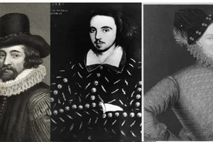 Những người được cho là tác giả các vở kịch của Shakespeare. Từ trái sang: Sir Francis Bacon, Christopher Marlowe, Edward de Vere.