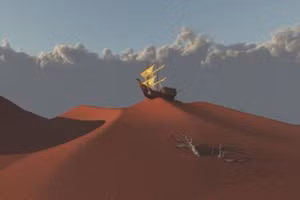 Ảnh minh họa tàu ma trong sa mạc.